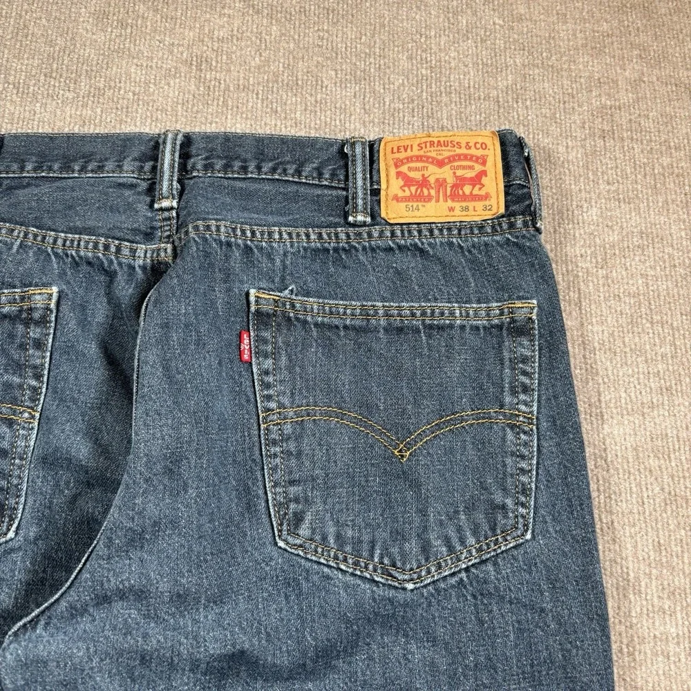 Levis 514 Jeans‎ Mens 38x32 Straight Fit Medium Wash Blue Denim Cotton